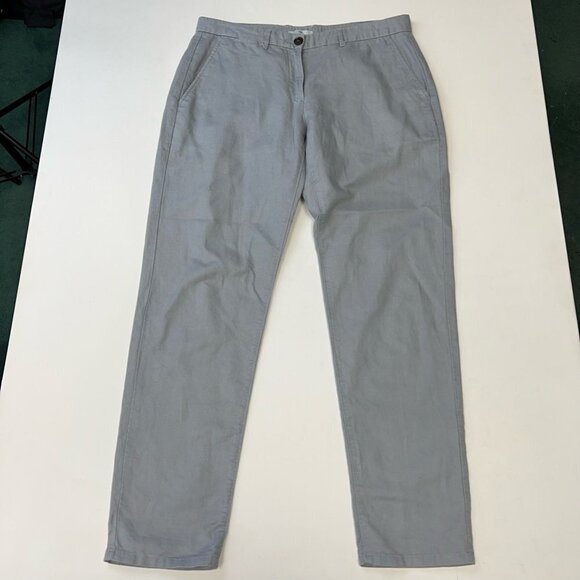 Gap Womens Straight Leg Pants Gray Mid Rise Pockets Linen Blend Twill 30 In 6 - Picture 1 of 11